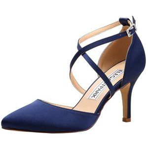 ElegantPark HC1901 Women Pointed Toe High Heel Pumps Straps Satin Wedding Bridal